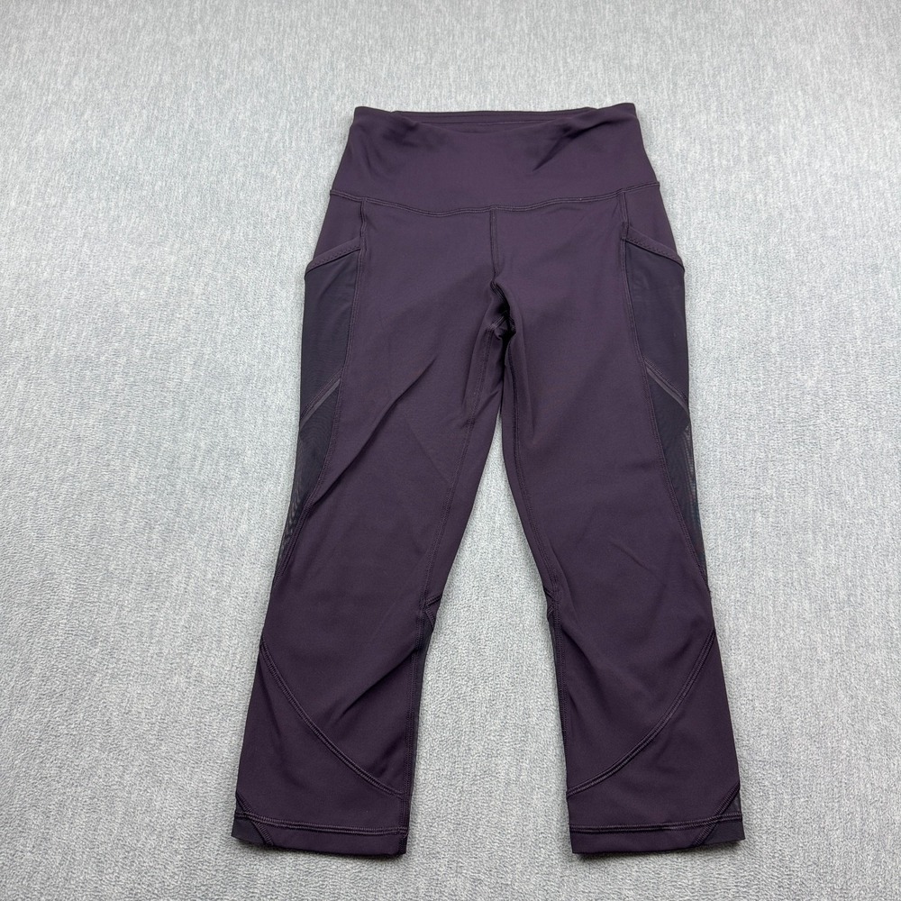 Lululemon Leggings Women 4 Purple Fast As Light Crop 20" High Rise Mesh Gym Yoga